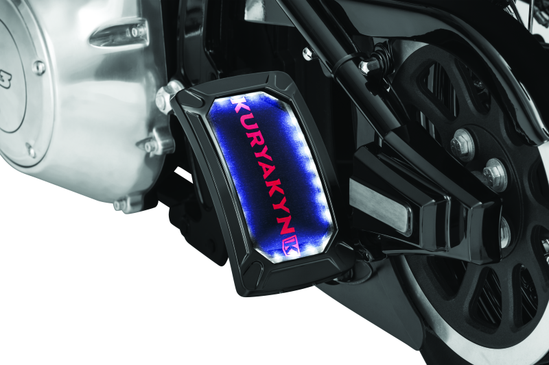 Kuryakyn 3191 - KUR3191 - Kuryakyn Nova Curved Vertical Mount Side License Plate Holder Gloss Black - Shipped in Europe - Tuningsupply.com