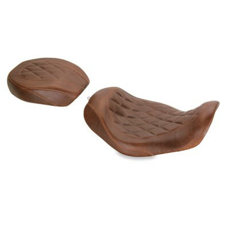 Mustang Motorcycle 76709 - MMP76709 - Mustang 06-17 Harley Dyna Wide Tripper Forward Passenger Seat Diamond Stitch - Distressed Brown - Shipped in Europe - Tuningsupply.com