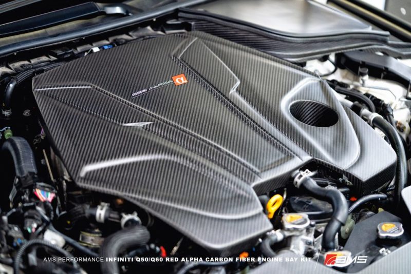 AMS ALP.28.06.0001-1 - AMSALP.28.06.0001-1 - AMS Performance Infiniti 17+ Q60 / 16+ Q50 3.0TT Alpha Matte Carbon Engine Cover - Shipped in Europe - Tuningsupply.com