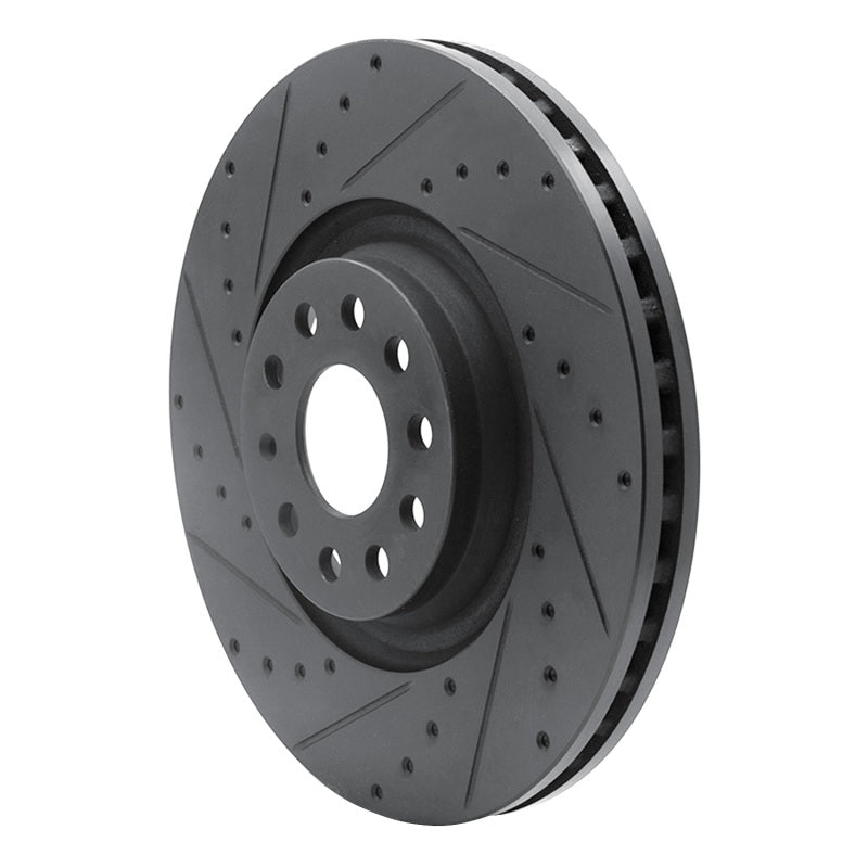 R1 Concepts 633-74034L - RNC633-74034L - R1 2022+ Volkswagen GTI Mk 8 Front Left Drilled & Slotted Black Brake Rotor - Shipped in Europe - Tuningsupply.com