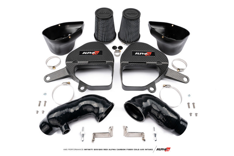 AMS ALP.28.08.0001-2 - AMSALP.28.08.0001-2 - AMS Performance Infiniti Q50/Q60 Red Alpha Matte Carbon Intake Kit - Shipped in Europe - Tuningsupply.com