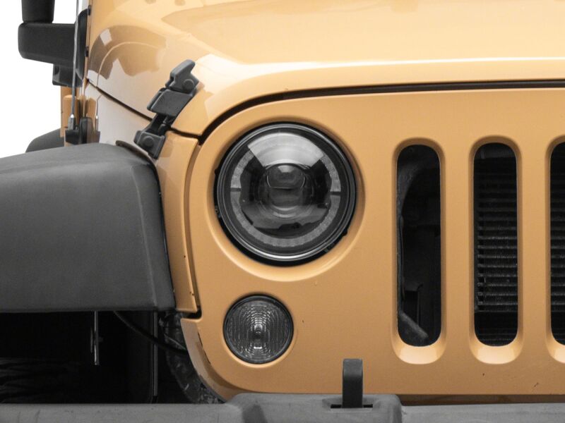 Raxiom J211420 - RAXJ211420 - Raxiom 07-08 Jeep Wrangler JK Hi Output LED Headlights/Angel Eye DRL- Black Housing- Clear Lens - Shipped in Europe - Tuningsupply.com