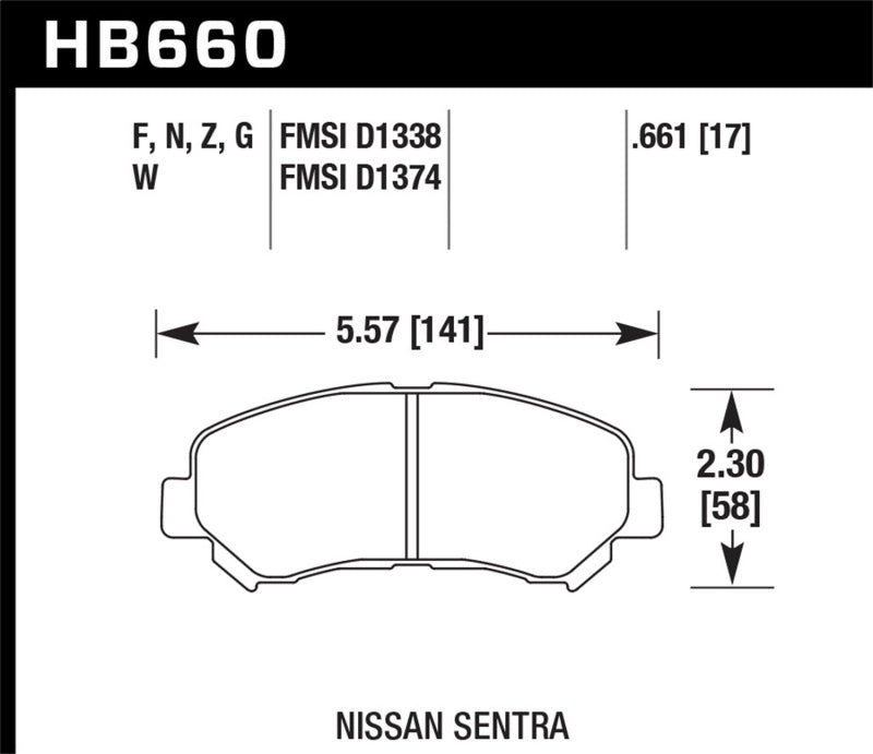 Hawk Performance KHB660F.661 - HAWKHB660F.661 - Hawk 09-10 Nissan Maxima / 08-10 Rogue / 07-09 Sentra SE-R / 10 Sentra SE-R M/T HPS Street Front Br - Shipped in Europe - Tuningsupply.com