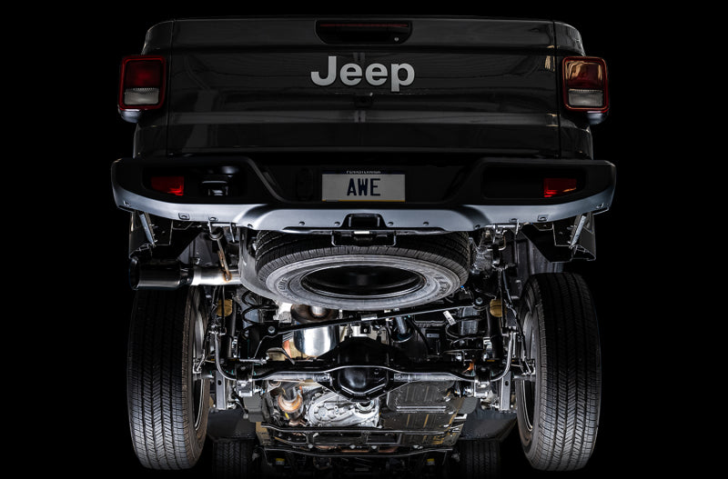 AWE Tuning 3015-23103 - AWE3015-23103 - AWE Tuning 20-21 Jeep Gladiator JT 3.6L Tread Edition Cat-Back Single Side Exhaust - Diamond Blk Ti - Shipped in Europe - Tuningsupply.com