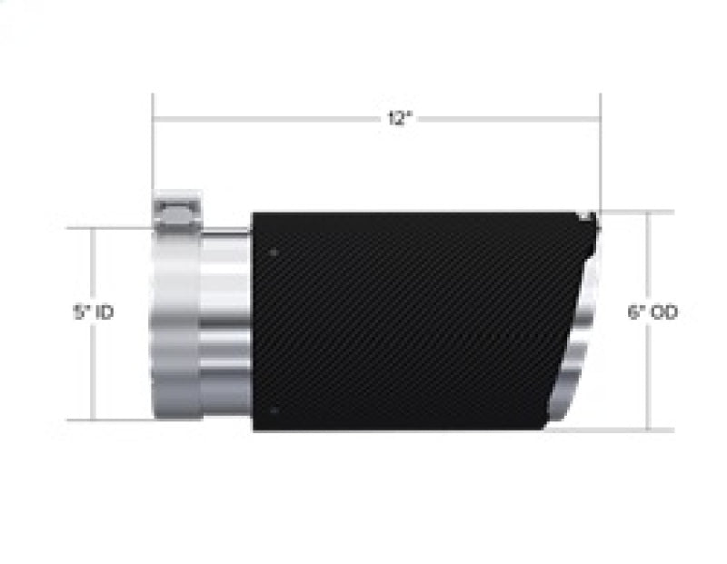 MBRP PT5075CF - MBRPT5075CF - MBRP Universal Carbon Fiber Tip 6in OD/5in Inlet/12in L - Angle Cut Tip - Shipped in Europe - Tuningsupply.com
