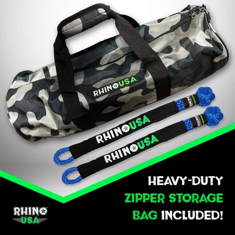 Rhino USA - RSARG-KRKIT78X30-BLU - Rhino USA 7/8In X 30Ft Kinetic Rope Recovery Kit W/Soft Shackles (Blue) - Shipped in Europe - Tuningsupply.com
