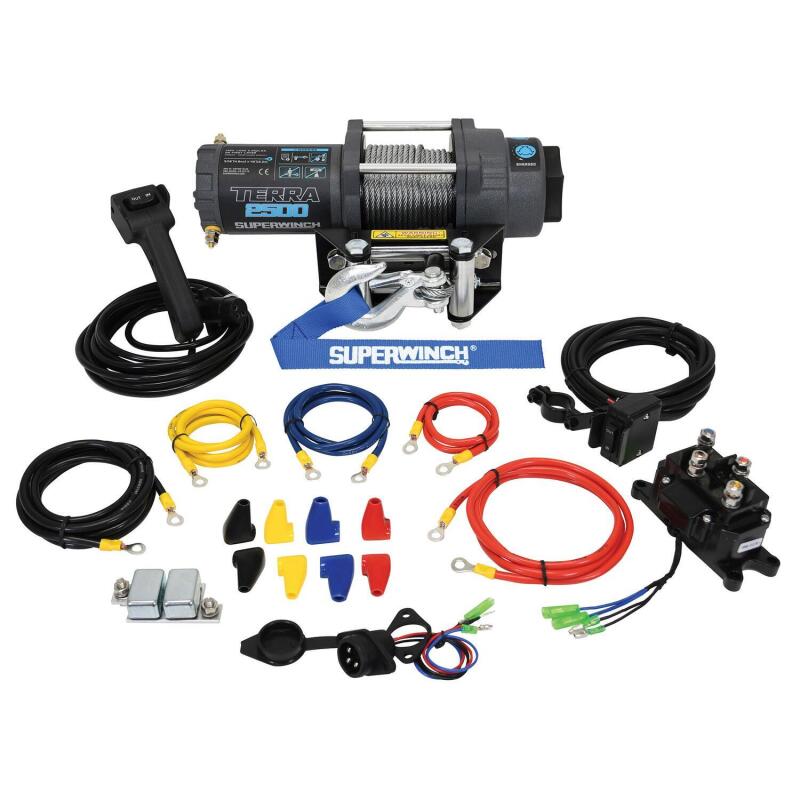 Superwinch 1125260 - SUW1125260 - Superwinch 2500 LBS 12V DC 3/16in x 40ft Steel Rope Terra 2500 Winch - Gray Wrinkle - Shipped in Europe - Tuningsupply.com