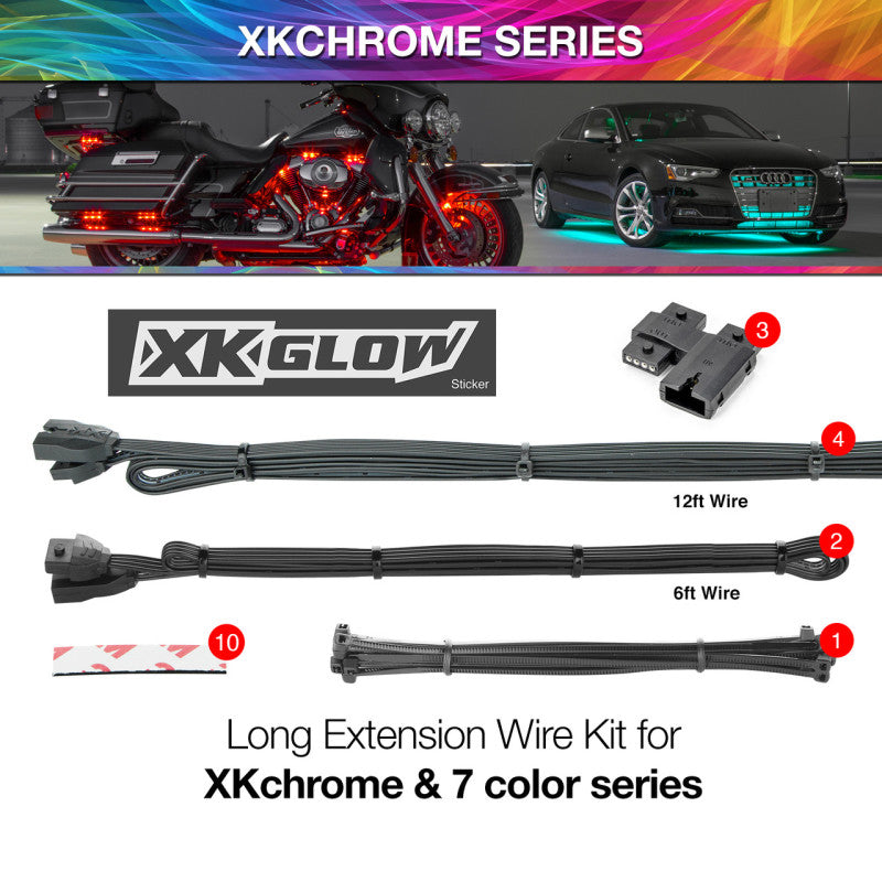 XKGLOW XK-4P-WIRE-KIT-CAR - XKGXK-4P-WIRE-KIT-CAR - XK Glow Extension Wire Kit for XKchrome & 7 Color Series for Car - Shipped in Europe - Tuningsupply.com