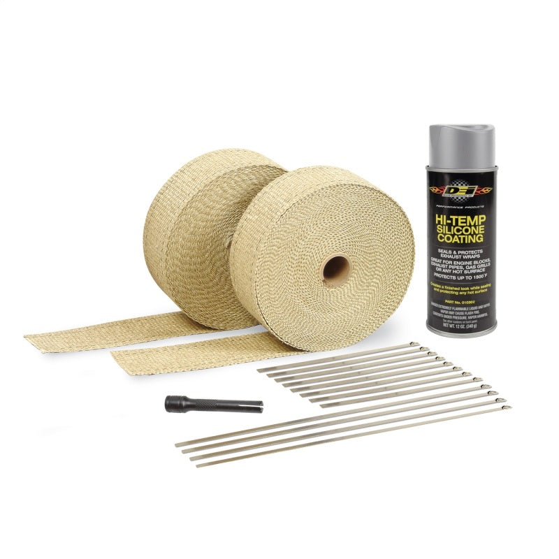 DEI - DEI10112 - DEI Exhaust Wrap Kit - Tan Wrap & Aluminum HT Silicone Coating (Aerosol) - Shipped in Europe - Tuningsupply.com