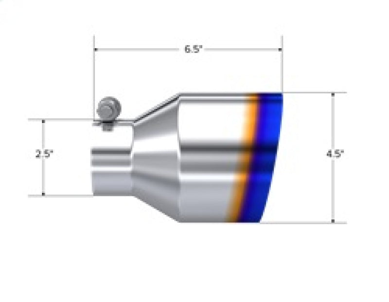 MBRP PT5191BE - MBRPT5191BE - MBRP Universal Burnt SS Tip 2.5in ID / 4.5in OD Out / 6.5in Length Angle Cut Single Wall - Shipped in Europe - Tuningsupply.com