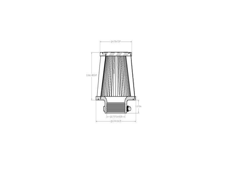 aFe 21-28001V - AFE21-28001V - aFe POWER Universal Clamp-On Air Filter w D2 Dura-Dry Media 2-3/4in F x 6in B x 4-3/4in T x 5inH - Shipped in Europe - Tuningsupply.com