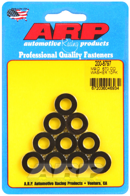 ARP 200-8797 - ARP200-8797 - ARP M9 ID 0.670 OD Chamfer Black Washers (10 pack) - Shipped in Europe - Tuningsupply.com