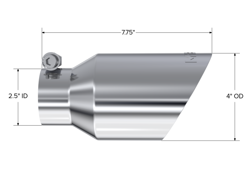 MBRP PT5123 - MBRPT5123 - MBRP Universal Tip 4in O.D. Dual Wall Angled 2.5in inlet 8in length T304 - Shipped in Europe - Tuningsupply.com