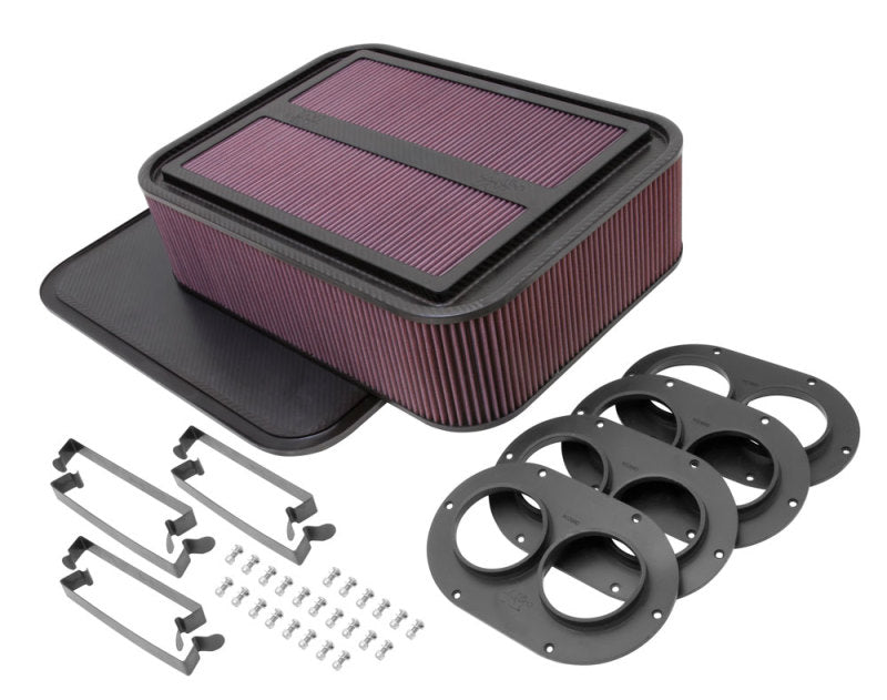 K&N Engineering 100-8593 - KNN100-8593 - K&N Custom Racing Air Filter - Rectangular Carbon Fiber 4in Air Box w/ 2.75in Air Horn - Shipped in Europe - Tuningsupply.com