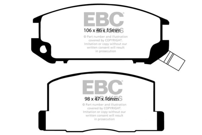 EBC DP4602R - EBCDP4602R - EBC 85-90 Toyota MR2 1.6 Yellowstuff Rear Brake Pads - Shipped in Europe - Tuningsupply.com
