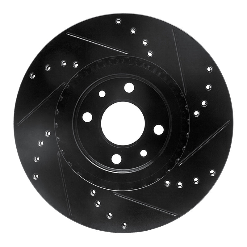 R1 Concepts 633-07004L - RNC633-07004L - R1 2012-2019 Fiat 500E Front Left Drilled & Slotted Black Brake Rotor - Shipped in Europe - Tuningsupply.com