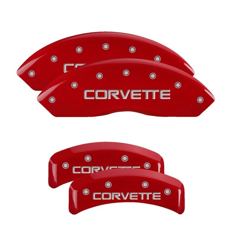 MGP 13013SCV4RD - MGP13013SCV4RD - MGP 4 Caliper Covers Gloss Red Engraved with Corvette C4 (Full Kit 4 Pieces) - Shipped in Europe - Tuningsupply.com