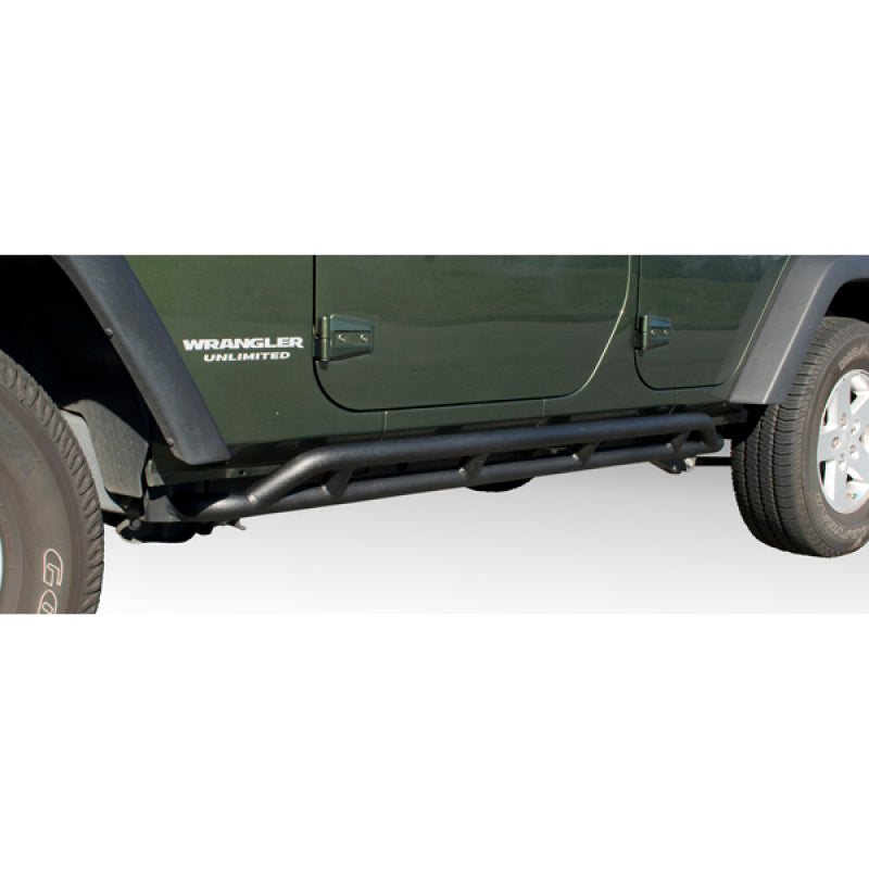 Rugged Ridge - RUG11504.22 - Rugged Ridge RRC Rocker Guards Black 07-18 4-Door Jeep Wrangler - Shipped in Europe - Tuningsupply.com