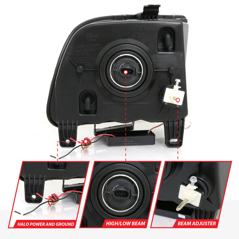 ANZO 121033 - ANZ121033 - ANZO 2005-2009 Ford Mustang Crystal Headlights w/ Halo Black (CCFL) - Shipped in Europe - Tuningsupply.com