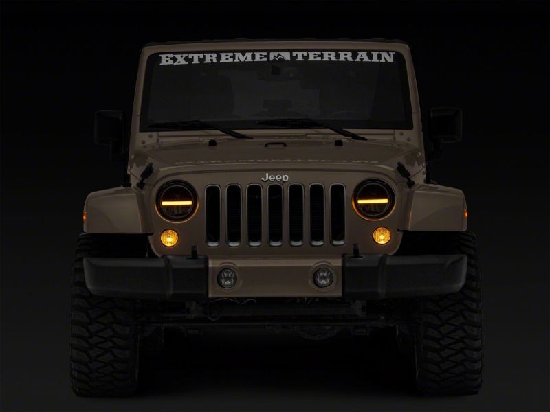 Raxiom J143372 - RAXJ143372 - Raxiom 97-18 Jeep Wrangler TJ & JK Axial 7-In LED Headlights w/ DRL - Black Housing (Clear Lens) - Shipped in Europe - Tuningsupply.com