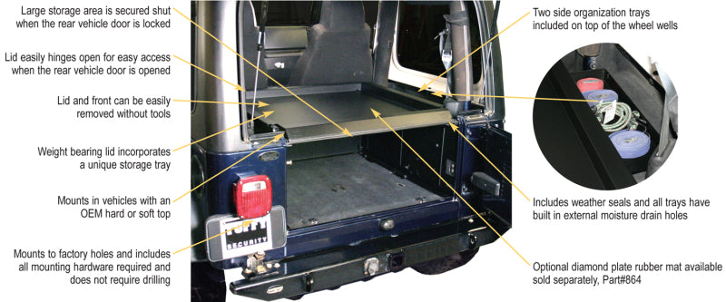 Tuffy Products 240-01 - TFY240-01 - Tuffy Tj Lj & Yj Security Deck Enclosure- 01 Blk - Shipped in Europe - Tuningsupply.com