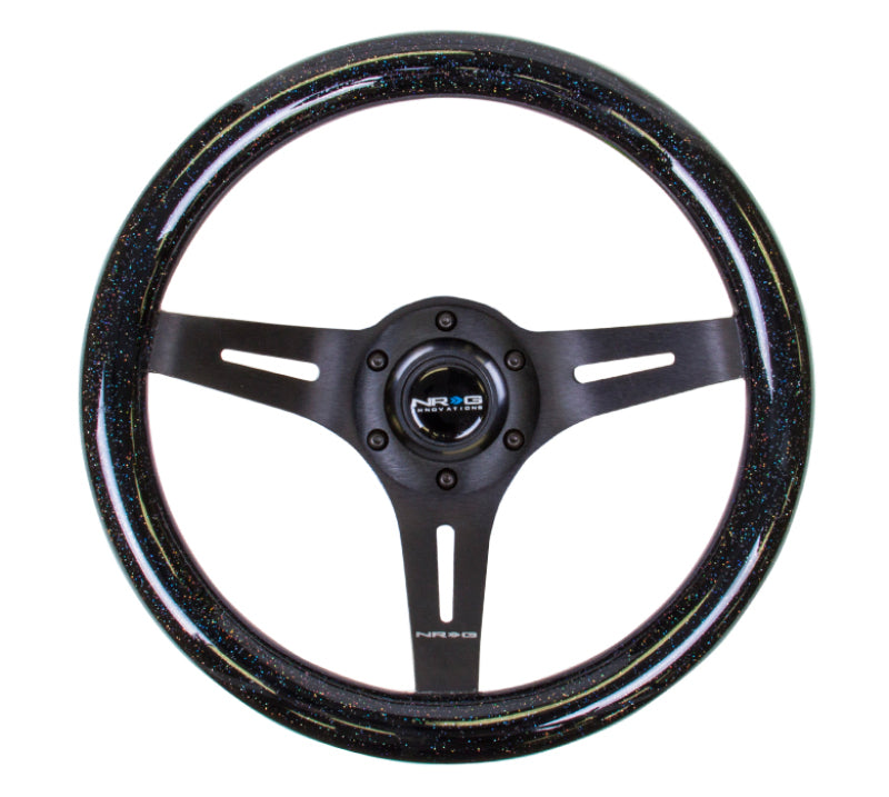 NRG ST-310BSB-BK - NRGST-310BSB-BK - NRG Classic Wood Grain Steering Wheel (310mm) Black Sparkle w/Blk 3-Spoke Center - Shipped in Europe - Tuningsupply.com