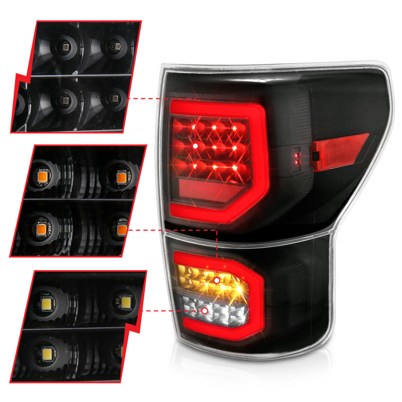 ANZO 311336 - ANZ311336 - ANZO 2007-2013 Toyota Tundra LED Taillights Plank Style Black w/Clear Lens - Shipped in Europe - Tuningsupply.com