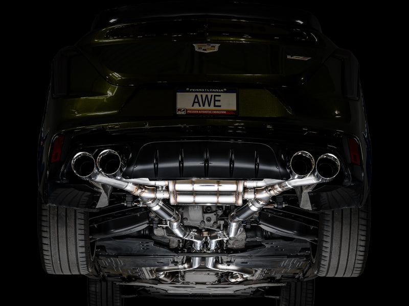 AWE Tuning 3025-42436 - AWE3025-42436 - AWE Tuning 2021+ Cadillac CT4-V Blackwing SwitchPath Exhaust - Chrome Silver Tips - Shipped in Europe - Tuningsupply.com