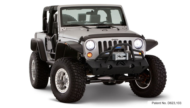Bushwacker - BUS10919-07 - Bushwacker 07-18 Jeep Wrangler Flat Style Flares 4pc Fits 2-Door Sport Utility Only - Black - Shipped in Europe - Tuningsupply.com