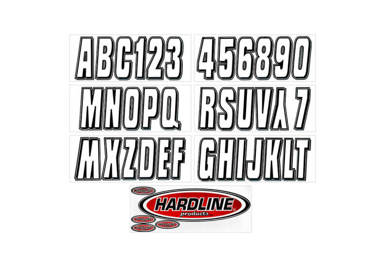 Hardline SIBLK320 - HRLSIBLK320 - Hardline Boat Lettering Registration Kit 3 in. - 320 Silver/Black - Shipped in Europe - Tuningsupply.com