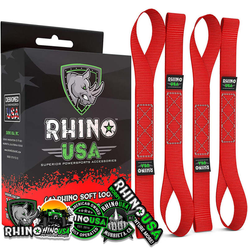 Rhino USA SOFT4PACK-RED - RSASOFT4PACK-RED - Rhino USA Soft Loops Motorcycle Tie-Down Set 4-Pack Red - Shipped in Europe - Tuningsupply.com