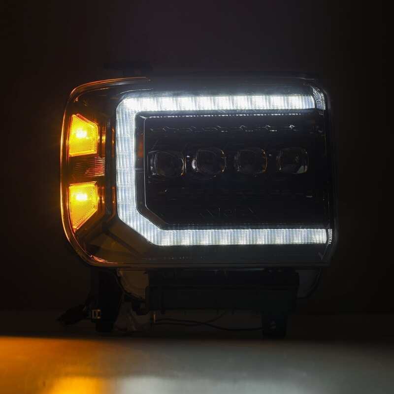 AlphaRex 880616 - ARX880616 - AlphaRex 14-18 GMC Sierra NOVA LED Proj Headlights Plnk Style Alpha Blk w/Activ Light/Seq Signal/DRL - Shipped in Europe - Tuningsupply.com