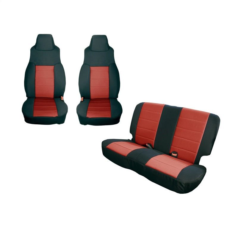 Rugged Ridge 13292.53 - RUG13292.53 - Rugged Ridge Seat Cover Kit Black/Red 97-02 Jeep Wrangler TJ - Shipped in Europe - Tuningsupply.com