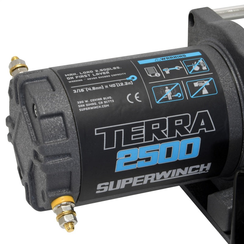 Superwinch 1125260 - SUW1125260 - Superwinch 2500 LBS 12V DC 3/16in x 40ft Steel Rope Terra 2500 Winch - Gray Wrinkle - Shipped in Europe - Tuningsupply.com