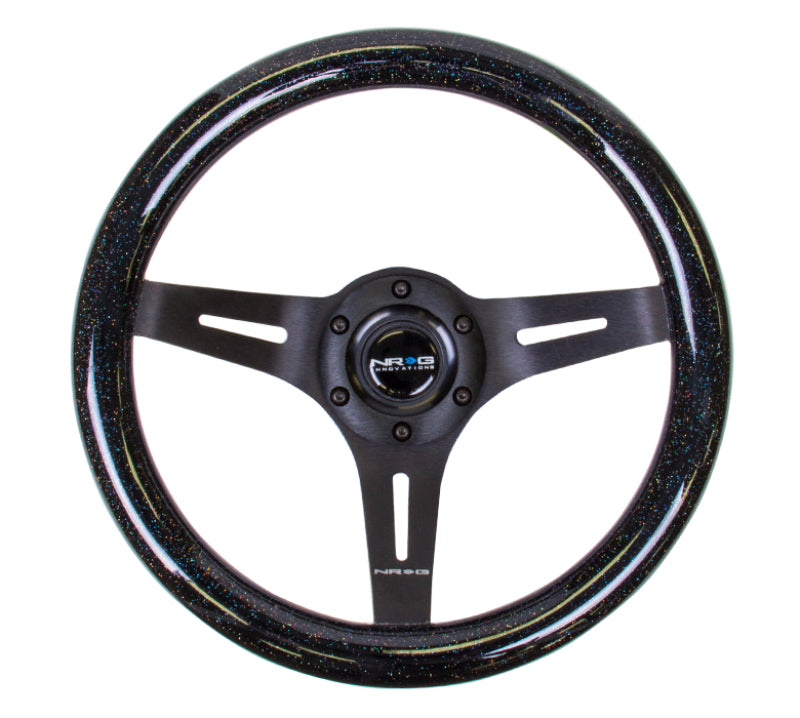 NRG ST-310BSB-BK - NRGST-310BSB-BK - NRG Classic Wood Grain Steering Wheel (310mm) Black Sparkle w/Blk 3-Spoke Center - Shipped in Europe - Tuningsupply.com