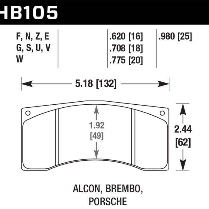 Hawk Performance KHB105G.620 - HAWKHB105G.620 - Hawk Brembo Racing DTC-60 Brake Pads - Shipped in Europe - Tuningsupply.com