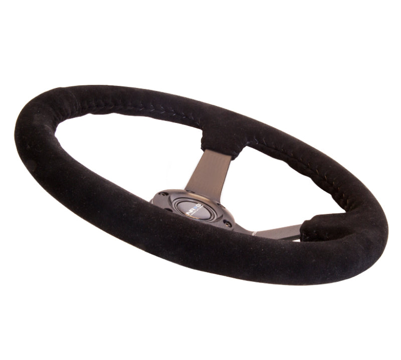 NRG RST-036MB-S - NRGRST-036MB-S - NRG Reinforced Steering Wheel (350mm / 3in. Deep) Blk Suede w/Blk BBall Stitch (Odi Bakchis Edition) - Shipped in Europe - Tuningsupply.com