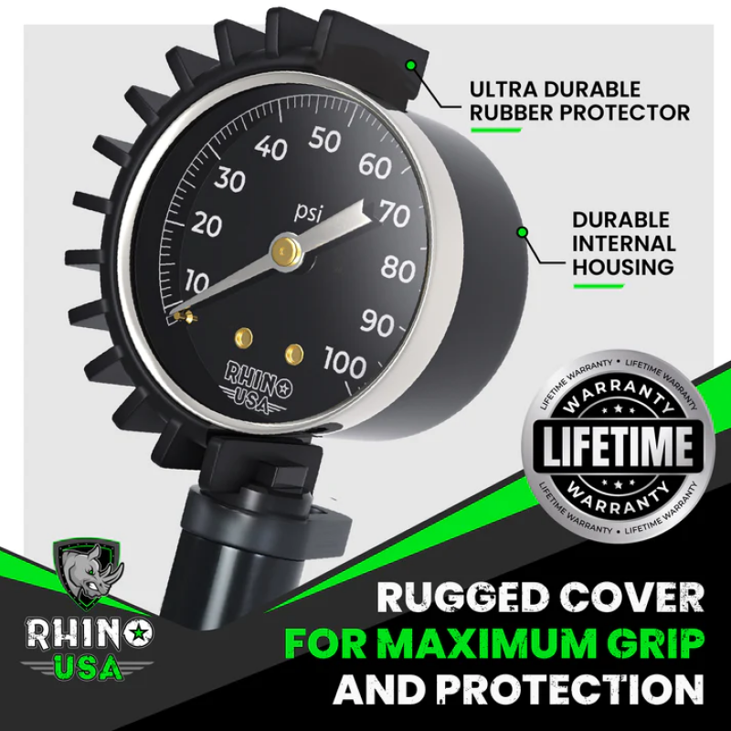 Rhino USA RGAUGE-0100 - RSARGAUGE-0100 - Rhino USA 100 Psi Analog Tire Inflator Gauge - Shipped in Europe - Tuningsupply.com