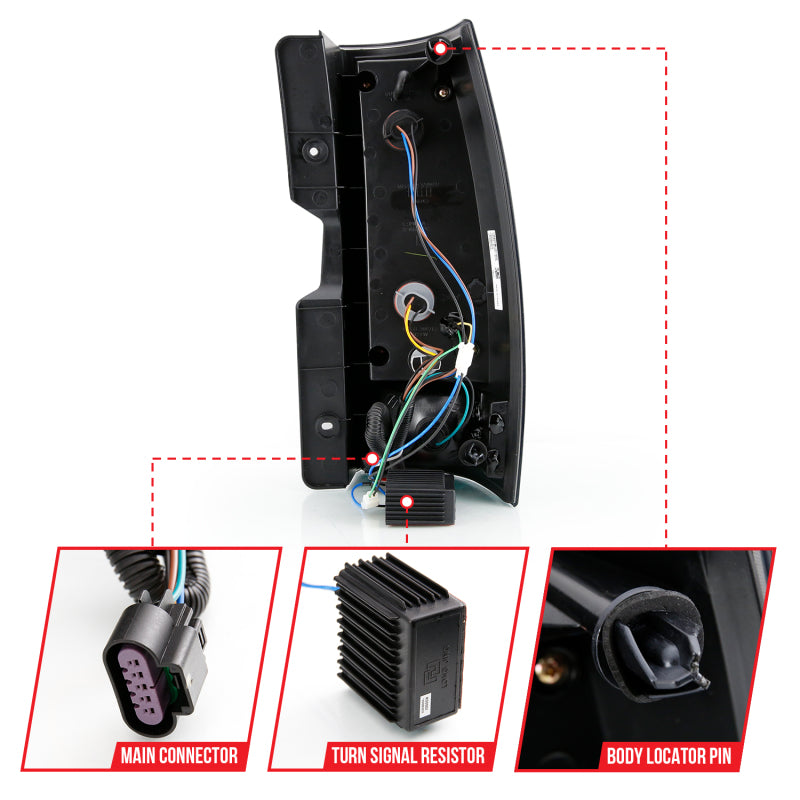 ANZO 311322 - ANZ311322 - ANZO 2007-2014 Chevy Tahoe LED Taillight Plank Style Black w/Smoke Lens - Shipped in Europe - Tuningsupply.com