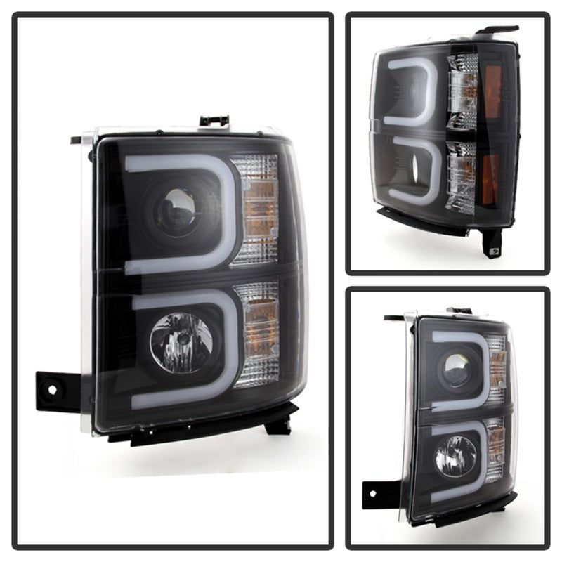 SPYDER 5079473 - SPY5079473 - Spyder Chevy Silverado 1500 14-16 Projector Headlights Light Bar DRL Blk PRO-YD-CS14-LBDRL-BK - Shipped in Europe - Tuningsupply.com