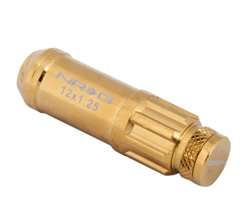NRG LN-LS710CG-21 - NRGLN-LS710CG-21 - NRG 700 Series M12 X 1.25 Steel Lug Nut w/Dust Cap Cover Set 21 Pc w/Locks & Socket - Chrome Gold - Shipped in Europe - Tuningsupply.com