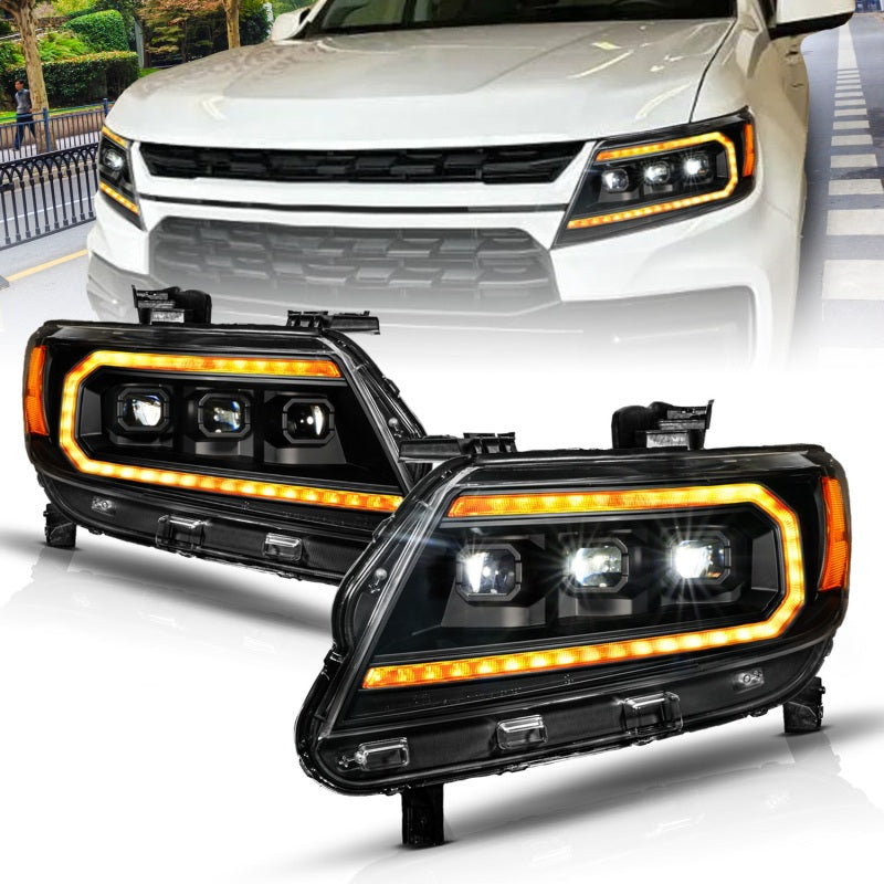 ANZO - ANZ111641 - ANZO 15-22 Chevy Colorado Full LED Headlights w/ Initiation (Amber DRL) - Black - Shipped in Europe - Tuningsupply.com