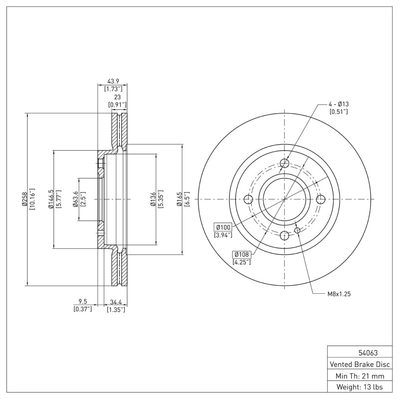 DFC 600-54063 - DFC600-54063 - DFC 11-19 Ford Fiesta (USA/Canada) Front Brake Rotor - Shipped in Europe - Tuningsupply.com
