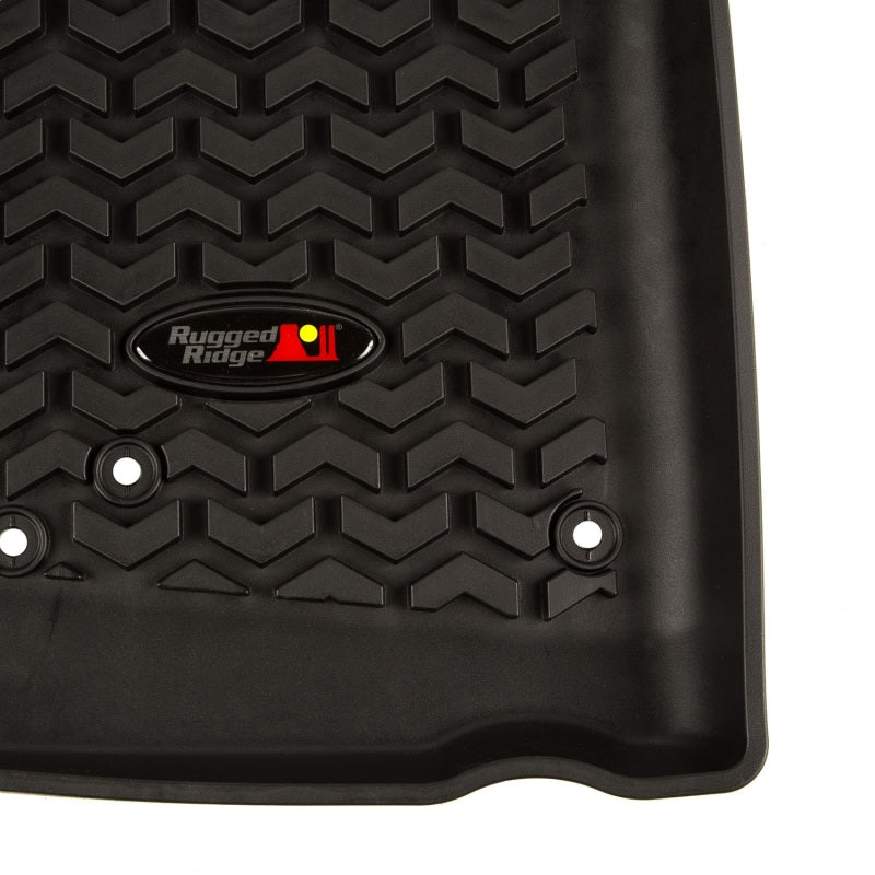 Rugged Ridge 12920.01 - RUG12920.01 - Rugged Ridge Floor Liner Front Black 2007-2018 Jeep Wrangler Unlimited JK 4 Dr - Shipped in Europe - Tuningsupply.com