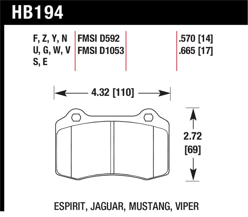 Hawk Performance - HAWKHB194N.665 - Hawk HP+ Street Brake Pads - Shipped in Europe - Tuningsupply.com