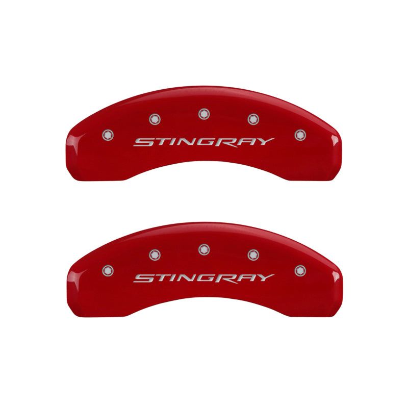 MGP 13009SSTYRD - MGP13009SSTYRD - MGP 4 Caliper Covers Engraved Front & Rear Stingray Red finish silver ch - Shipped in Europe - Tuningsupply.com