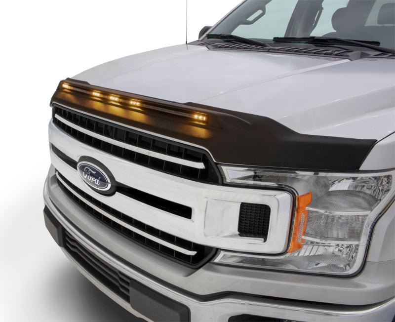 AVS 753096 - AVS753096 - AVS 2015-2019 Ford F150 Aeroskin Low Profile Hood Shield w/ Lights - Black - Shipped in Europe - Tuningsupply.com