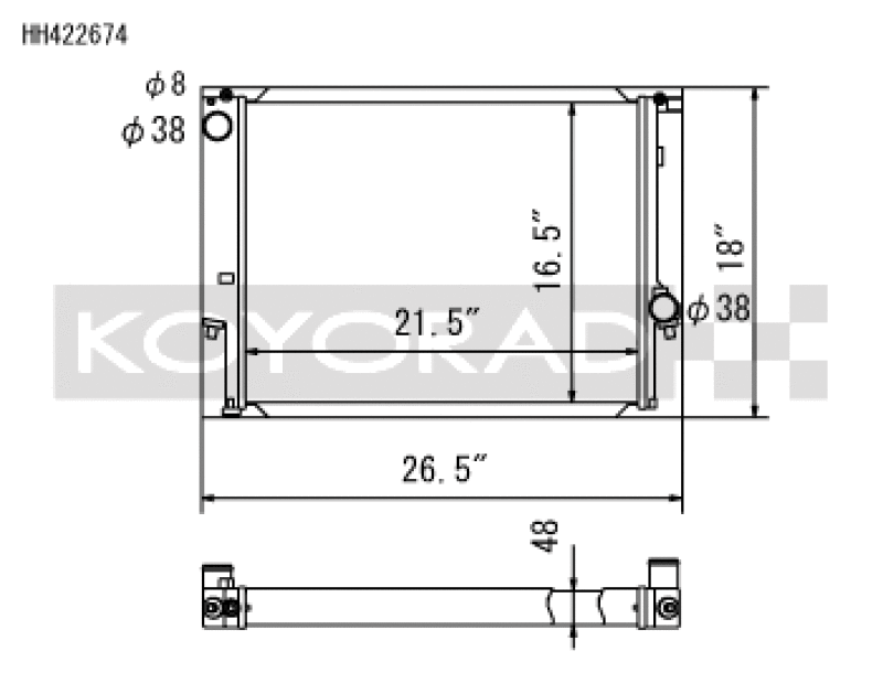 Koyo HH422674 - KOYHH422674 - Koyo 88-99 BMW 3-Series inc. E36 M3 (MT / 6 Cyl. ONLY) Radiator - Shipped in Europe - Tuningsupply.com
