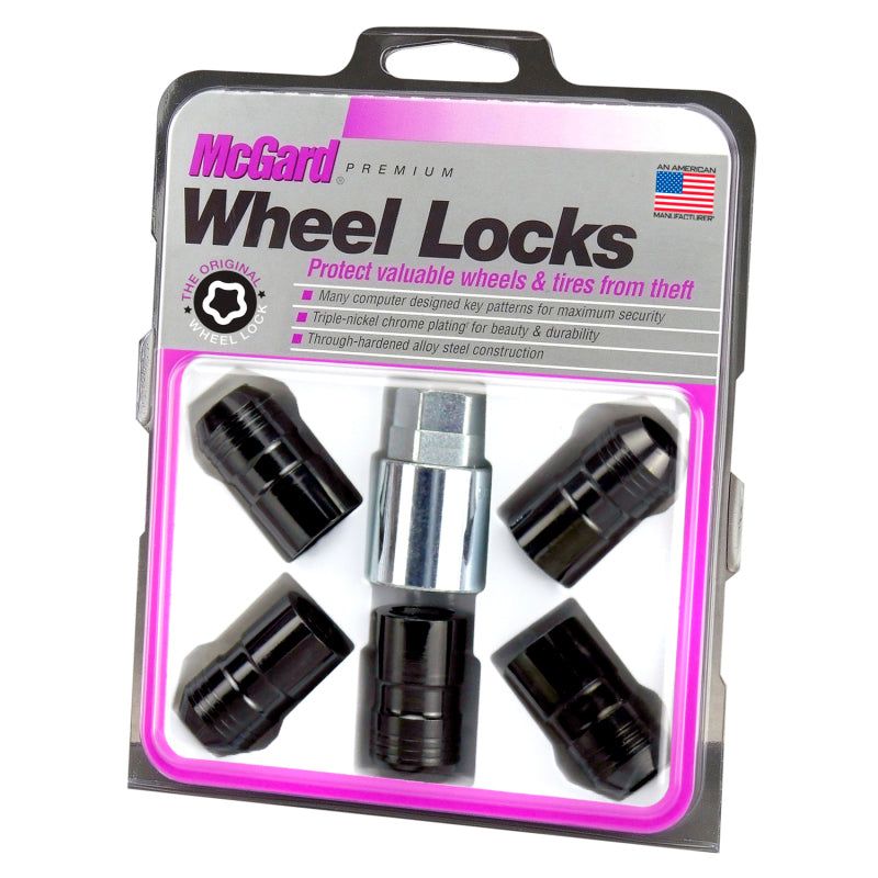 McGard 24516 - MCG24516 - McGard Wheel Lock Nut Set - 5pk. (Cone Seat) M14X1.5 / 22mm Hex / 1.639in OAL - Black - Shipped in Europe - Tuningsupply.com
