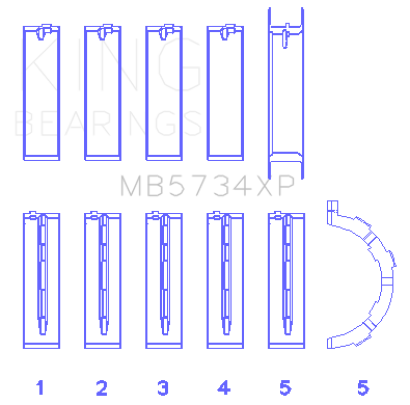 King Engine Bearings GMB5734XPSTDX - KINGMB5734XPSTDX - King Engine Bearings Ford Mustang 302 Coyote (Size STDX) Performance Main Bearing Set - Shipped in Europe - Tuningsupply.com